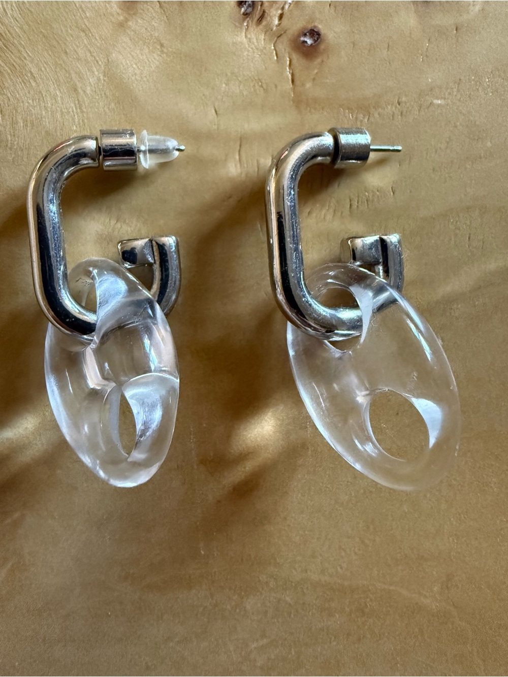 Mango Silver and Clear Link Drop Earrings - Women Jewelry